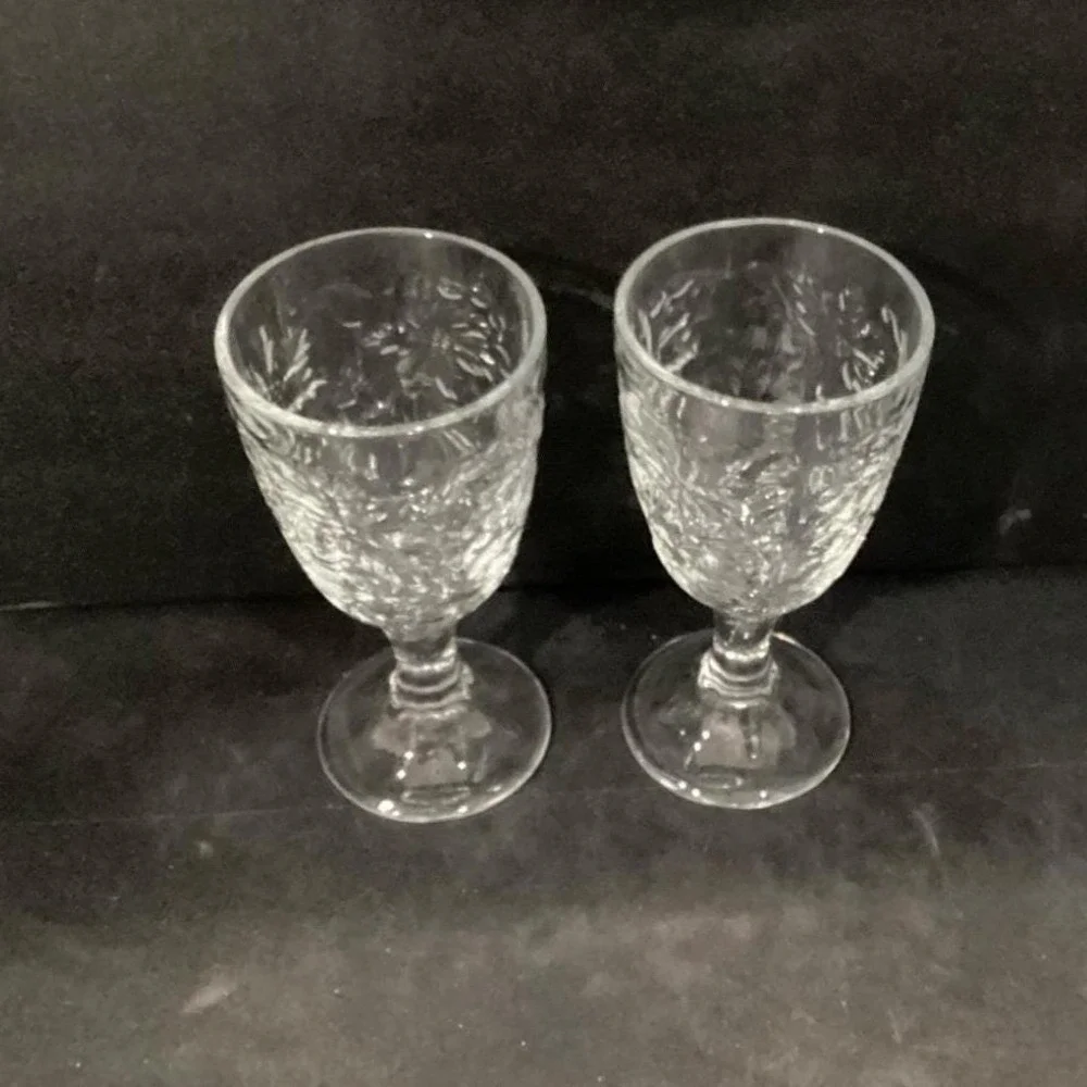 Princess House Fantasia Footed Wine Goblets, Set of‎ 2, Vintage Etched Stemware